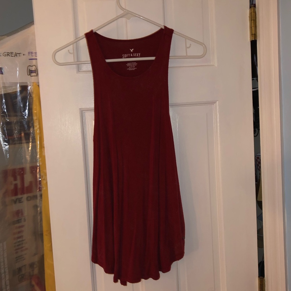 American Eagle Soft & Sexy Dark Red Tank Top